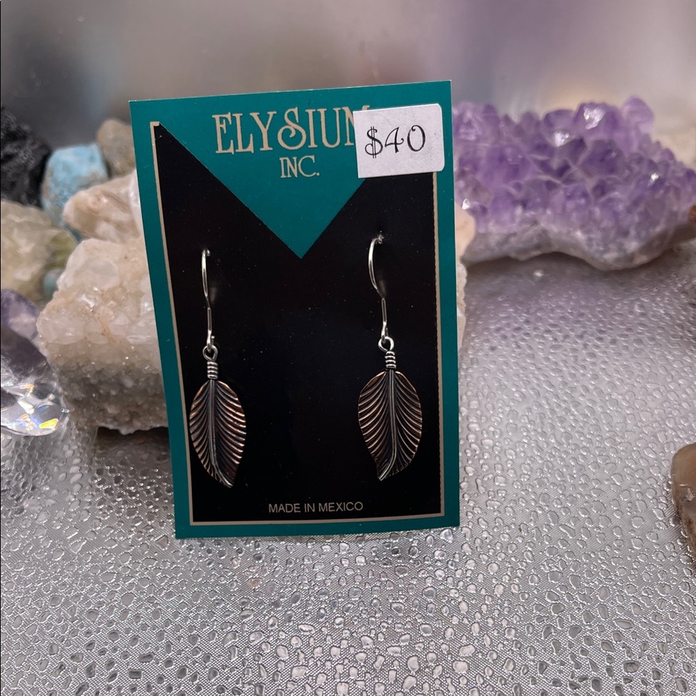 3.6.26-29 Elysium NWT Silvertone  & Copper Leaf Eurostyle Earrings